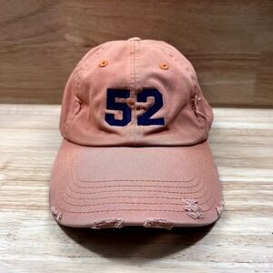 District Threads Cap Hat #52 Logo Distressed Adjustable Orange Dad Unstructured‎
